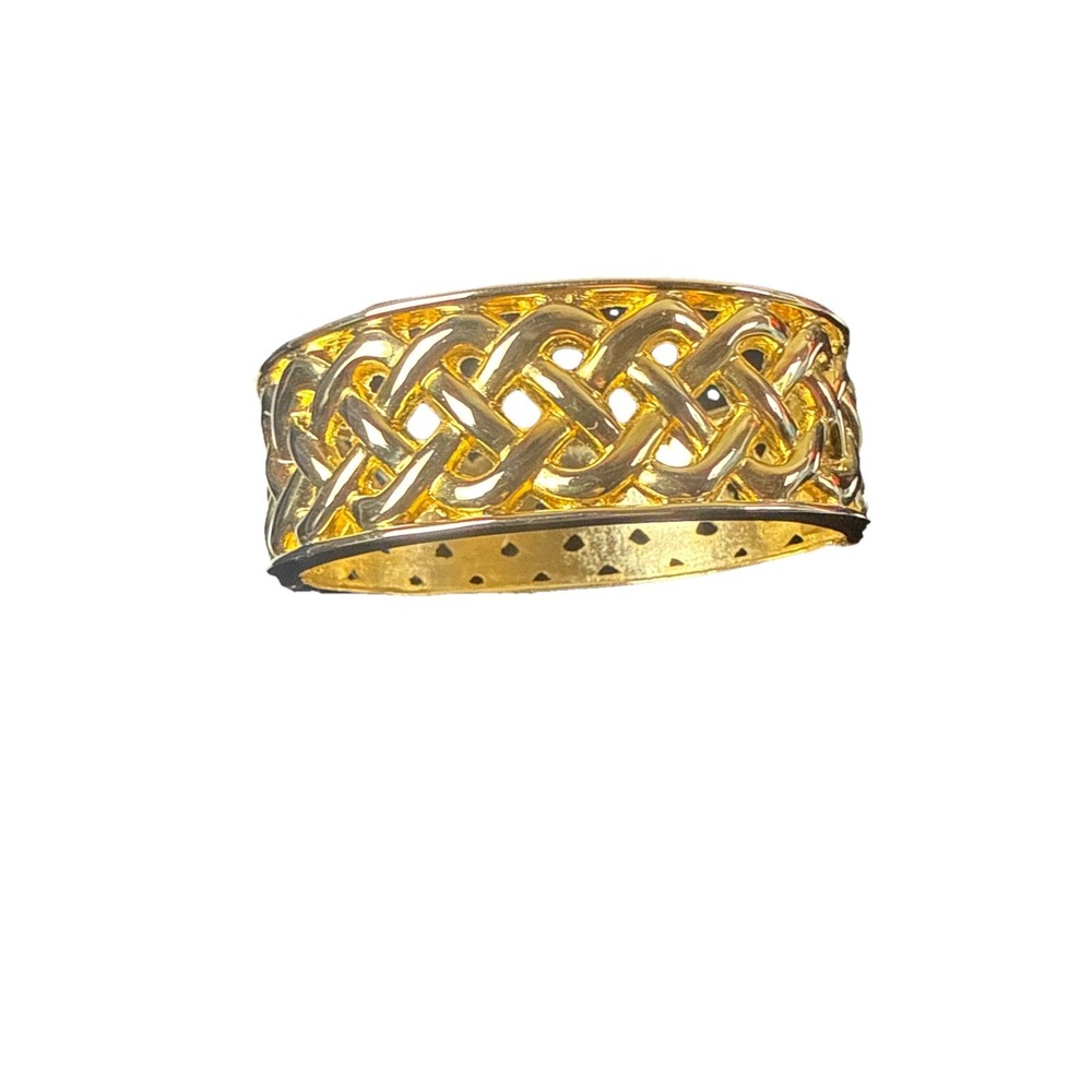 Basket Weave Hinged Bangle Clamper Bracele 2.75 Inches Wide